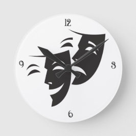Desiner Drama Mask Wall Clock Runde Wanduhr