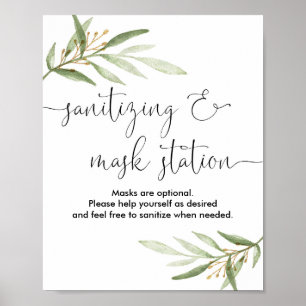 Desinfektionsmasken-Stationsschild Grün Gold Poster