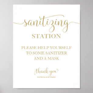 Desinfektionsstation Schick Calligraphy Hochzeitss Poster