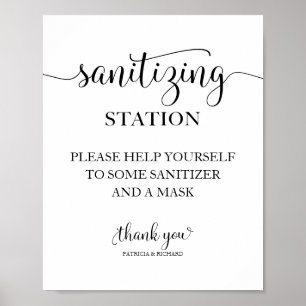 Desinfektionsstation Schick Kalligrafie Hochzeitss Poster