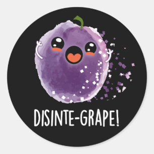 Desinte-Traube Funny Grape Pun Dark BG Runder Aufkleber