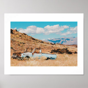 Desised Car Landscape Namibia Savannah Poster