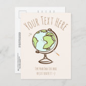 Desk Globe. Geografie-Lehrer Geschenkvorlage. Postkarte (Vorne/Hinten)