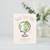 Desk Globe. Geografie-Lehrer Geschenkvorlage. Postkarte (Stehend Vorderseite)