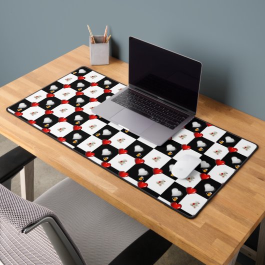 Desk Mat Beer Teddy Bears Red Hearts Schreibtischunterlage (Büro 2)