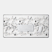 Desk Mat Black Blätter Floral Schreibtischunterlage (Tastatur & Maus)