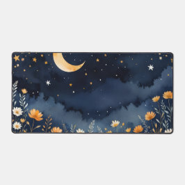 Desk Mat, Blumendesign mit Mond und St. Schreibtischunterlage