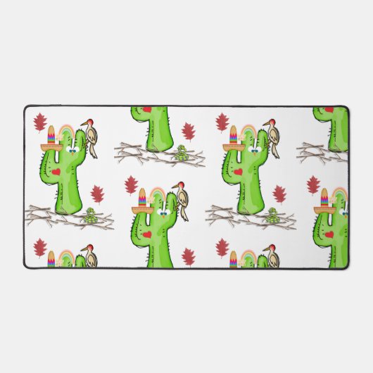 Desk Mat Cactus Bird Worm Nature Schreibtischunterlage (Vorderseite)