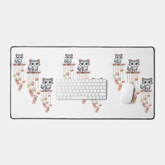 Desk Mat Cat Kitten Meow Chimes Schreibtischunterlage (Tastatur & Maus)