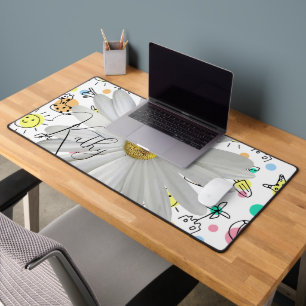 Desk Mat Floral White Daisy Schreibtischunterlage