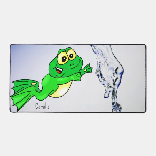 Desk Mat Frog Leaping Water Nature Schreibtischunterlage (Vorderseite)