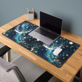 Desk Mat – Luxury Icy Blue Celestial Moon Phases Schreibtischunterlage
