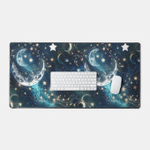 Desk Mat – Luxury Icy Blue Celestial Moon Phases Schreibtischunterlage (Tastatur & Maus)