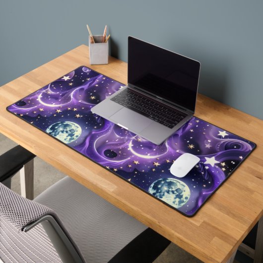 Desk Mat – Luxury Purple Celestial Moon Phases Schreibtischunterlage (Büro 2)