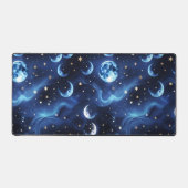 Desk Mat – Luxury Sapphire Blue Celestial Moon Schreibtischunterlage (Vorderseite)