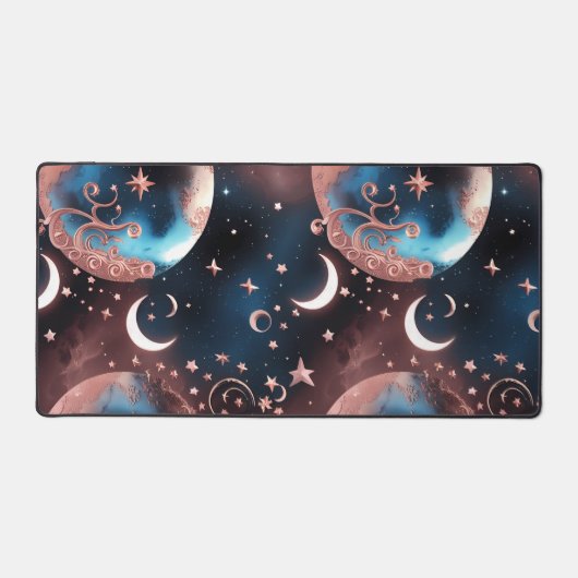 Desk Mat - Rose Gold Celestial Moon Schreibtischunterlage (Vorderseite)