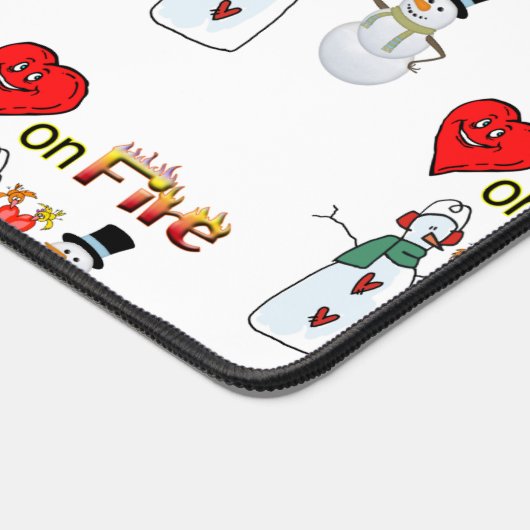 Desk Mat Snowman Heart on Fire Schreibtischunterlage (Ecke)