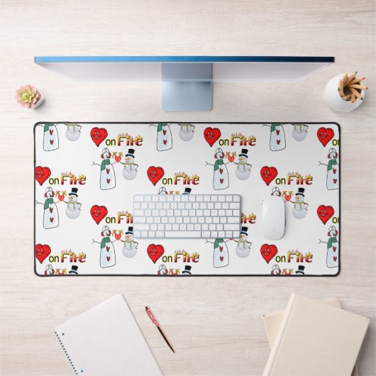 Desk Mat Snowman Heart on Fire Schreibtischunterlage (Büro 1)