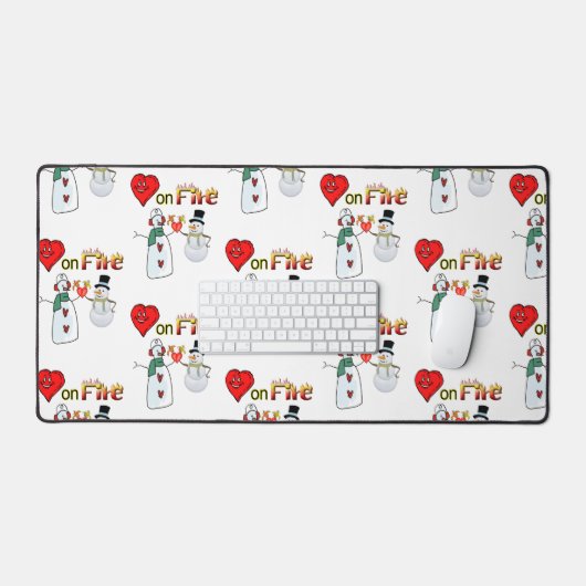 Desk Mat Snowman Heart on Fire Schreibtischunterlage (Tastatur & Maus)
