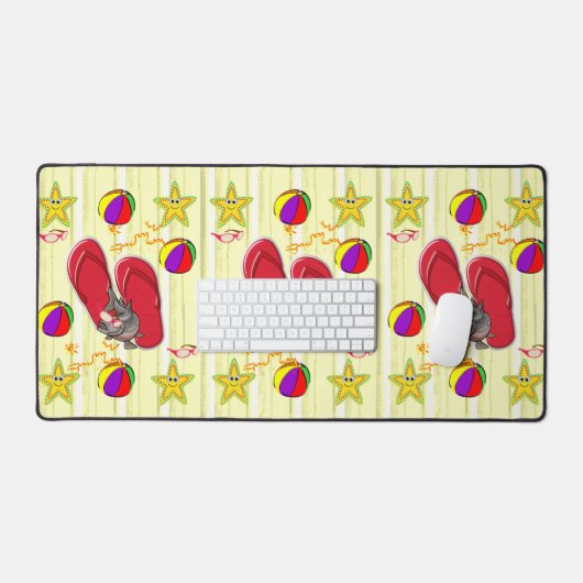 Desk Mat Summer Beach House Fun Schreibtischunterlage (Tastatur & Maus)