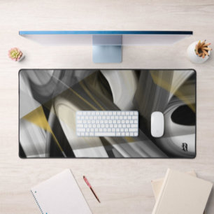 Desk Mat Trend Abstrakt Art Schwarz-weiß Gold Schreibtischunterlage