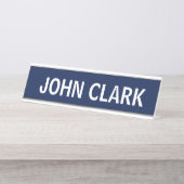 DESK NAME PLATE SIMPLE BASIC CUSTOM BLUE SCHREIBTISCHNAMENSPLAKETTE (Vorderseite )