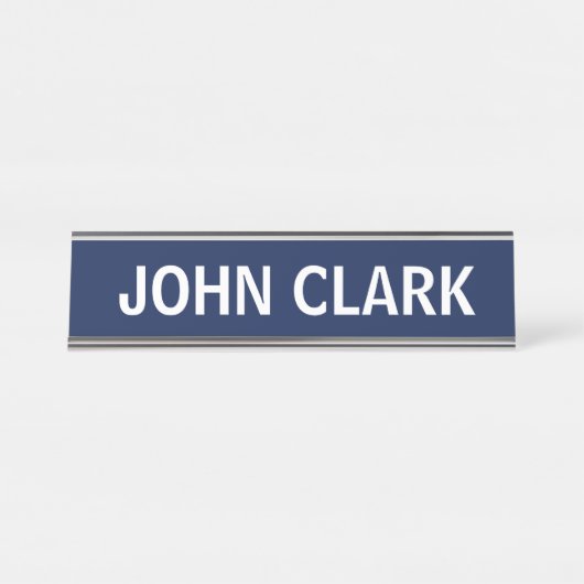 DESK NAME PLATE SIMPLE BASIC CUSTOM BLUE SCHREIBTISCHNAMENSPLAKETTE (Vorderseite )