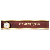 Desk Nameplate with Clock Elegant Luxurious Gold Namensplakette (Vorderseite)