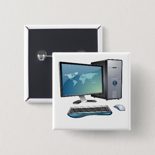 Desktop-Computer mit Monitor, Tastatur und Maus Button (Vorne & Hinten)