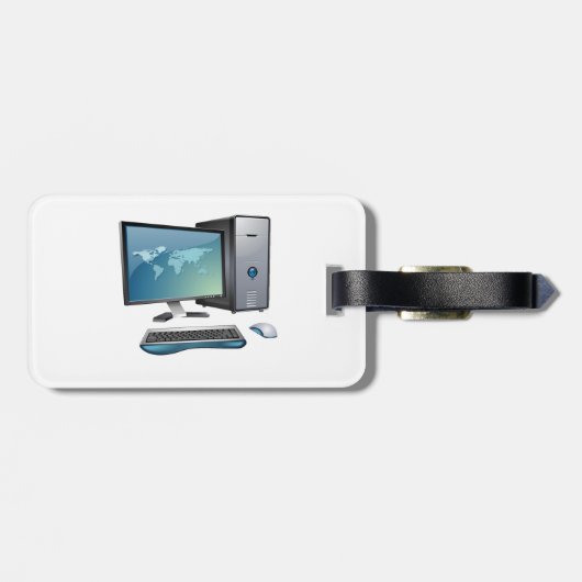 Desktop-Computer mit Monitor, Tastatur und Maus Gepäckanhänger (Rückseite horizontal)