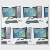 Desktop-Computer mit Monitor, Tastatur und Maus Geschenkpapier (Flach)