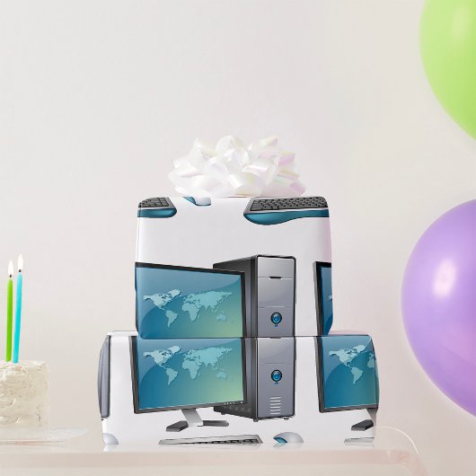 Desktop-Computer mit Monitor, Tastatur und Maus Geschenkpapier