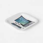 Desktop-Computer mit Monitor, Tastatur und Maus Pappteller (Gewinkelt)