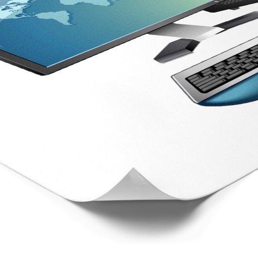 Desktop-Computer mit Monitor, Tastatur und Maus Poster (Ecke)