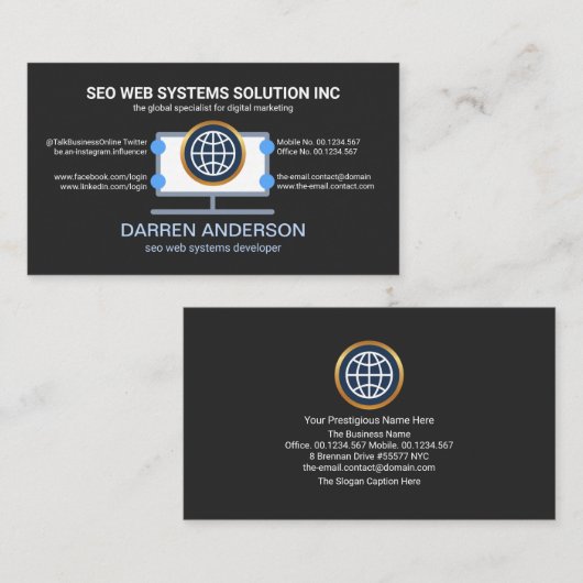 Desktop-Computer-Plattform-Web-SEO-Technologie Visitenkarte (Vorne/Hinten)