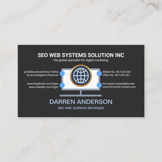 Desktop-Computer-Plattform-Web-SEO-Technologie Visitenkarte (Vorderseite)