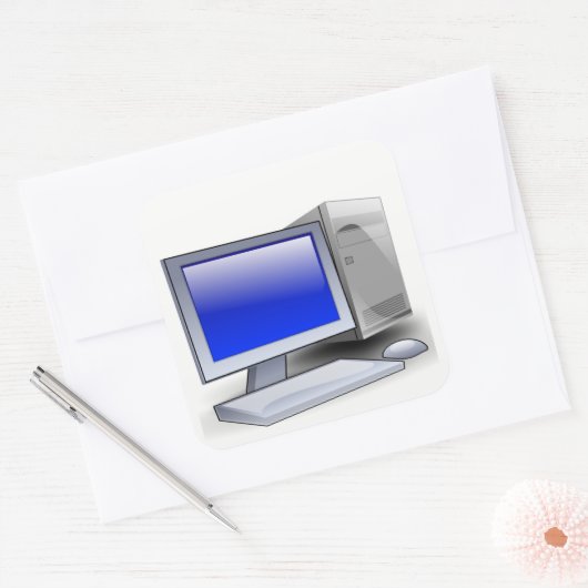 Desktop Computer Quadratischer Aufkleber (Umschlag)