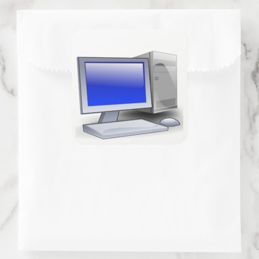 Desktop Computer Quadratischer Aufkleber (Tasche)