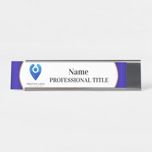 Desktop-Silbernamensplatte mit Logo und Slogan 10 Schreibtischnamensplakette (Vorderseite )