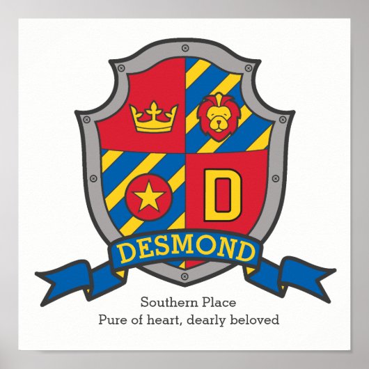 Desmond Jungs Name bedeutet heraldry Schild Buchst (Vorne)
