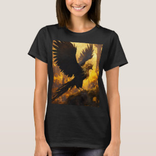 Desolate Magical Black & Golden Phoenix T-Shirt" T-Shirt