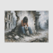 Desolate Urban Woman Blue Decoupage Seidenpapier (Vorderseite)