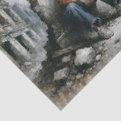 Desolate Urban Woman Blue Decoupage Seidenpapier (Ausschnitt)