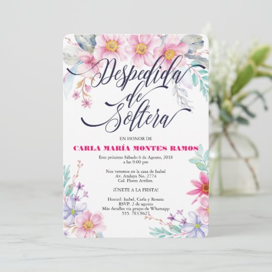 Despedida de Soltera Einladung En español (Stehend Vorderseite)