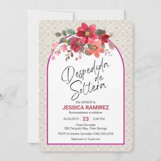 Despedida de Soltera Invitacion Flores de Otoño Einladung (Vorderseite)