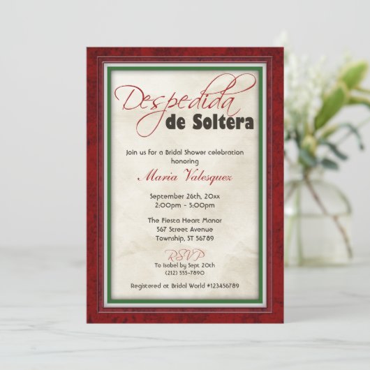 Despedida de Soltera Mexican Theme Brautparty Einladung (Stehend Vorderseite)