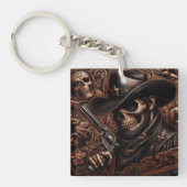 Desperado Death: Gun-Wielding Skull in Cowboy Hat Schlüsselanhänger (Vorderseite)