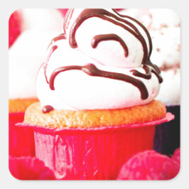 Dessergebäck Cupcake Quadratischer Aufkleber