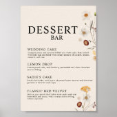 Dessert Bar Boho Wildblume Wedding Sign Poster (Vorne)