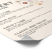 Dessert Bar Boho Wildblume Wedding Sign Poster (Ecke)